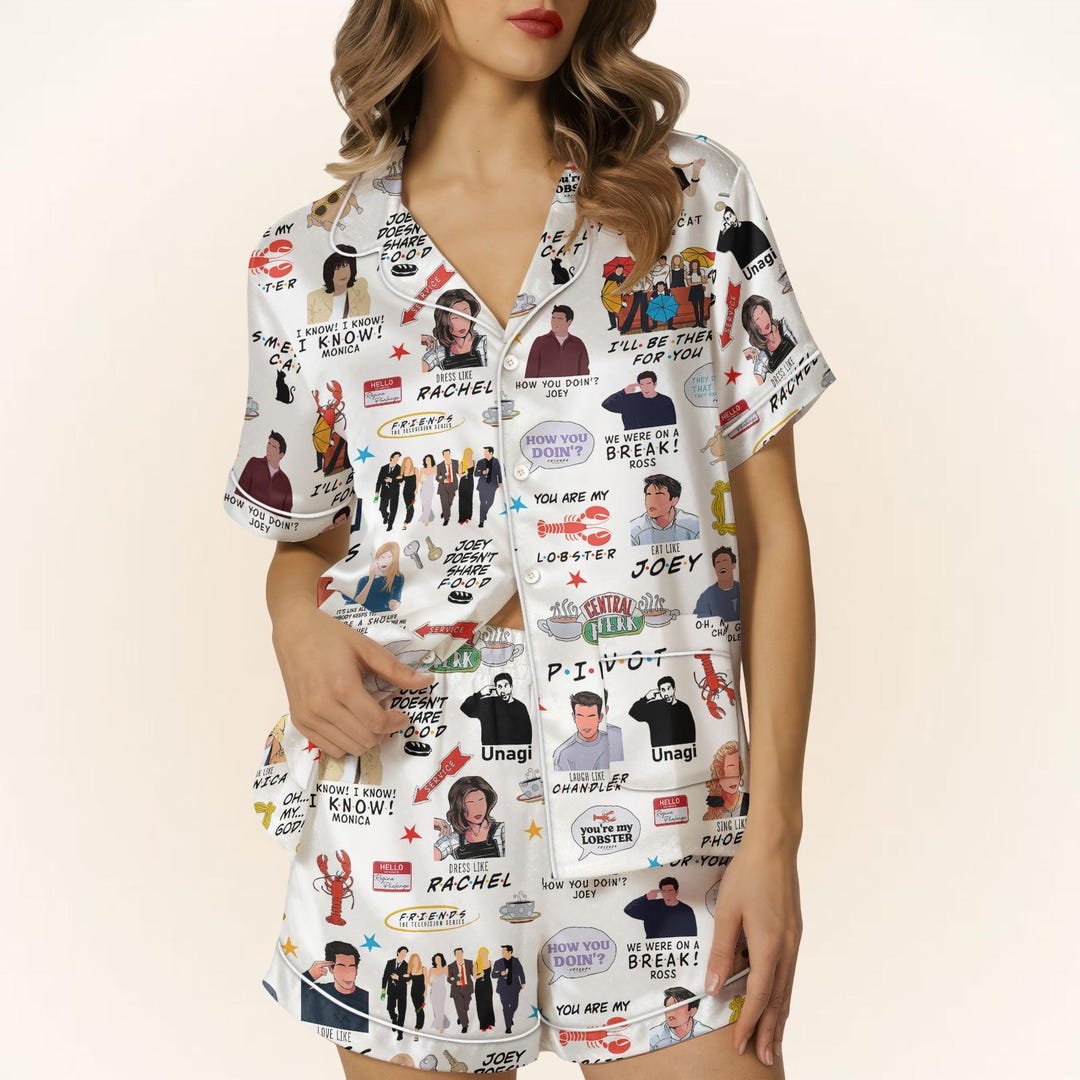 Women’s Friends Pyjama Set – Official Central Perk ‘But First Coffee’ PJs, Sizes 8 To 22, 100% Cotton