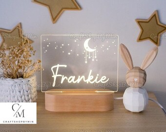 Custom Name Night Light, Personalized Night Light, Moon Night Light, Gift For Son, Gift For Daughter, Nursery Decor, Newborn Gifts