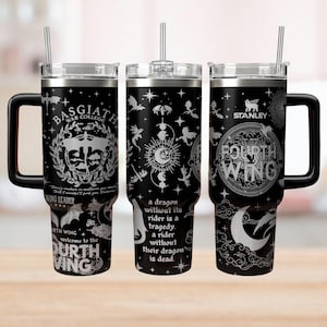 Basgiath War College Engraved Tumbler 40Oz, Violet And Xaden Quote Cup, Bookish Dragon Stainless Tumbler, Gothic Tumbler For Rider Fan
