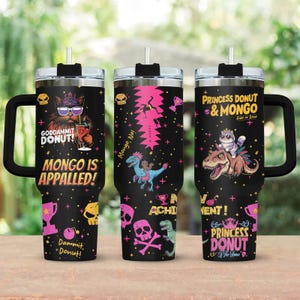 Princess Donut And Mongo 40oz Tumbler, Dungeon Crawler Carl Stainless Tumbler, Fantasy Book Drinkware Tumbler, Bookish Tumbler