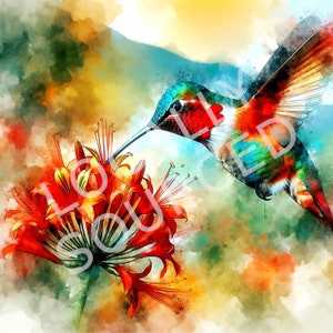 Hummingbird Watercolor Painting