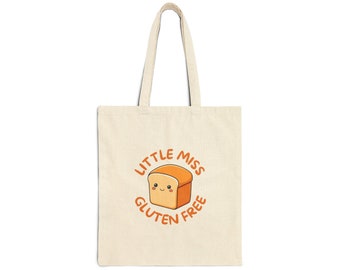 Little Miss Gluten Free Cotton Canvas Tote Bag, Grocery Bag, Book Bag