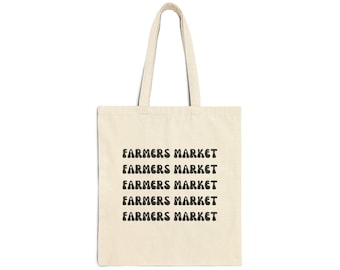 Farmers Market Cotton Canvas Tote Bag, Grocery Bag, Book Bag