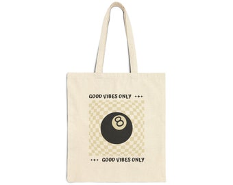 Good Vibes Only Cotton Canvas Tote Bag, 8 Ball Tote Bag