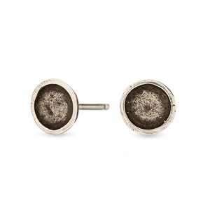 Simple silver hammered bowl studs image 1