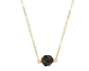 Ruby in Zoisite little crystal necklace - gold filled or sterling silver