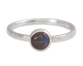 6mm labradorite sterling silver stacking ring