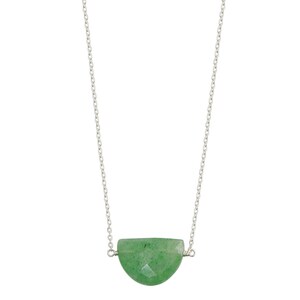 Green Quartz Half Moon Necklace choose sterling silver or 14k gold filled image 1