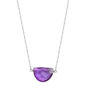 Amethyst half moon necklace choose sterling silver or gold filled image 1