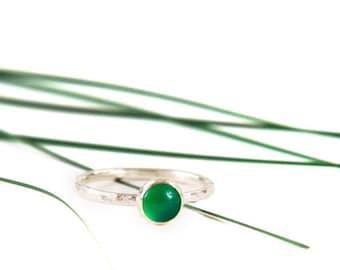 6mm green onyx sterling silver stacking ring