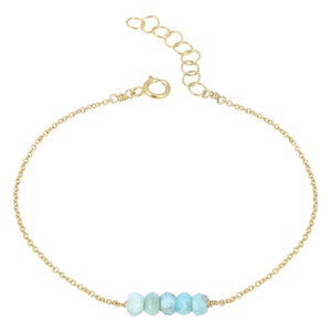 Dainty larimar adjustable gold bracelet