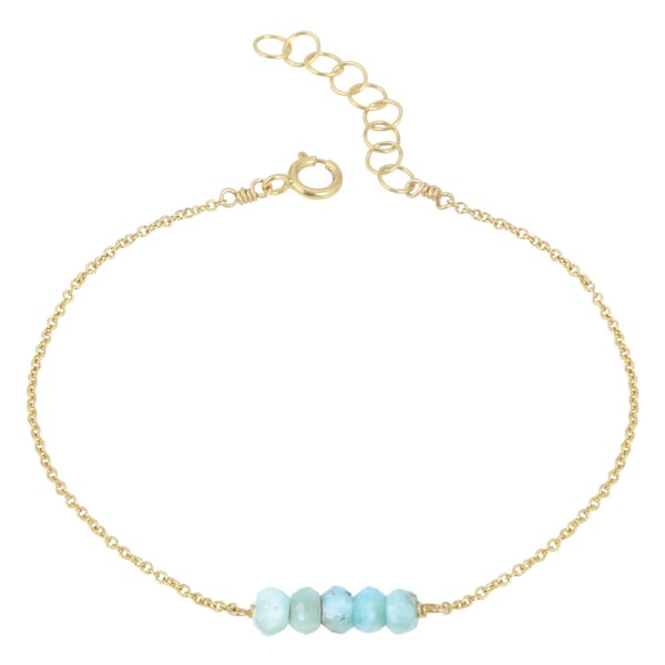 Dainty larimar adjustable gold bracelet