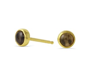 Smoky Quartz Stud Earrings - sterling silver | Stone Love Collection