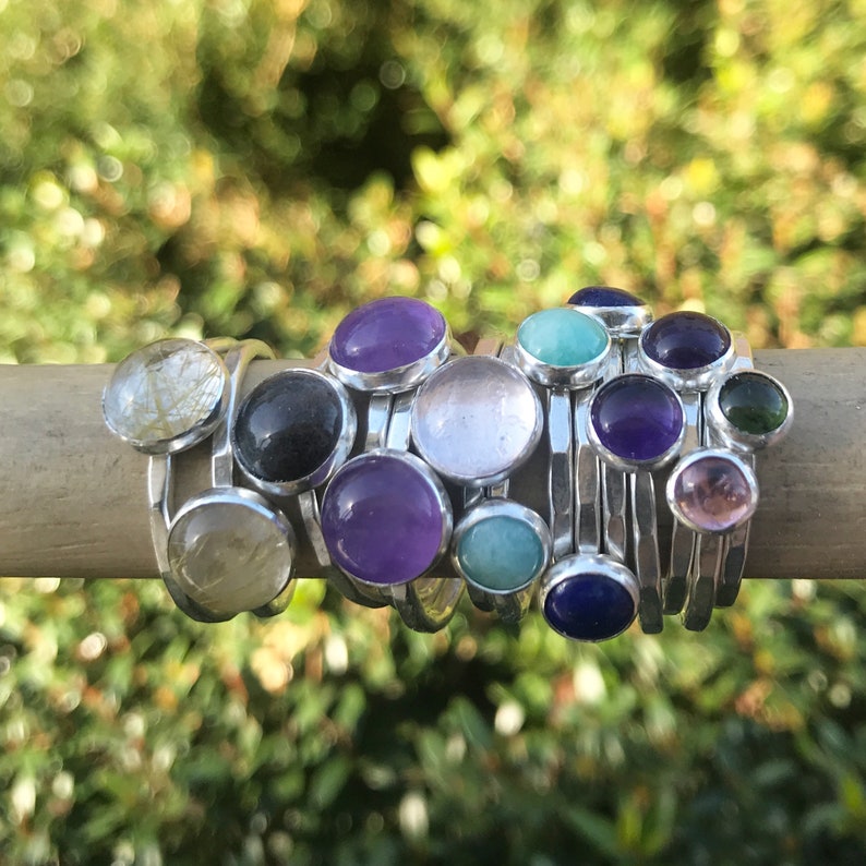 8mm rutilated quartz sterling silver stacking ring