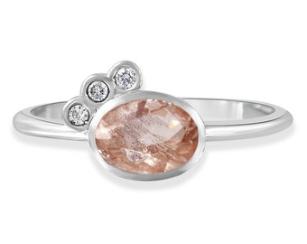 Oregon Sunstone and Diamond Ring - sterling silver | Stone Love Collection