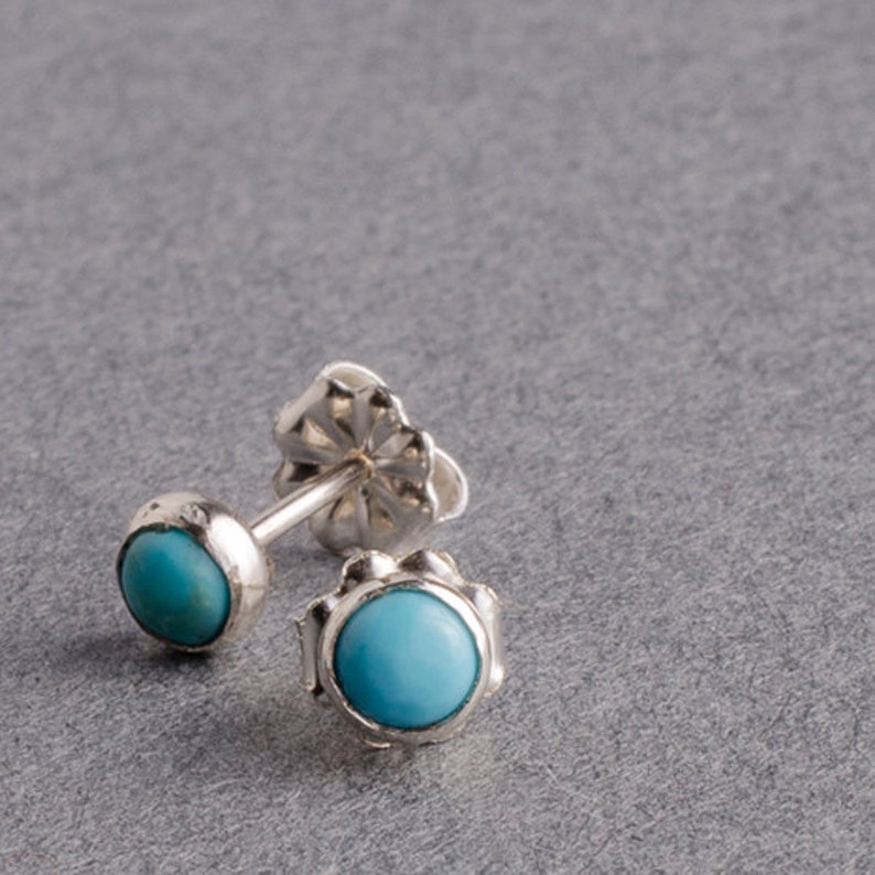 Turquoise Stud Earrings Turquoise Dot Studs Tiny Turquoise Etsy