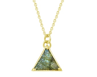 Third Eye Labradorite Triangle Necklace - 14k gold | Talisman Collection