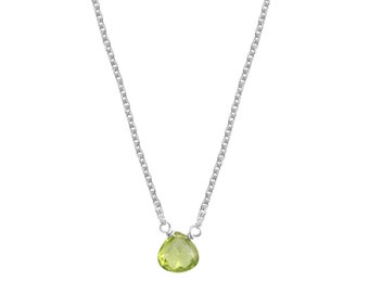 Little rock dainty peridot sterling silver necklace // crystal necklace