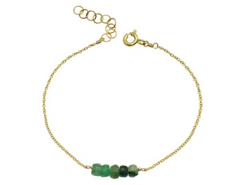 Emerald gold filled adjustable bracelet