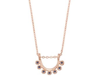 Blue Sapphire Sunrise Necklace - 14k rose gold | Sticks and Stones Collection