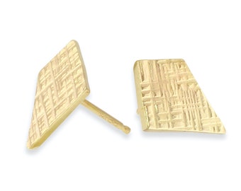 14k yellow gold trapezoid studs