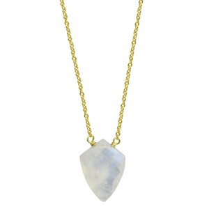 Rainbow moonstone shield crystal necklace