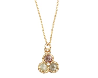 14k yellow gold and rosecut diamond necklace