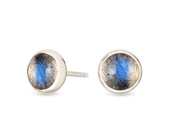 Labradorite sterling silver 6mm studs