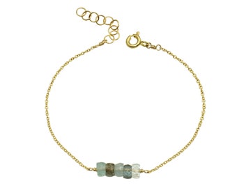 Moss Aquamarine gold filled adjustable bracelet