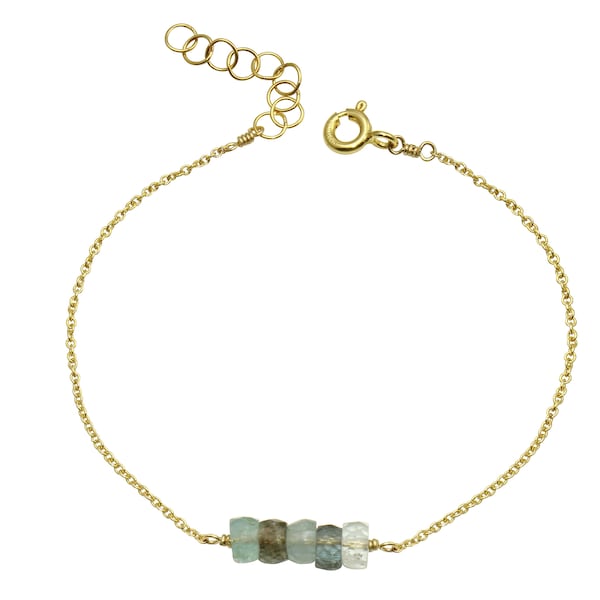 Moss Aquamarine gold filled adjustable bracelet