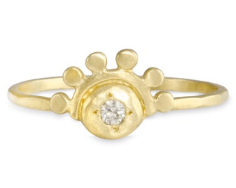 14k gold oriana ring - aquamarine or champagne diamond