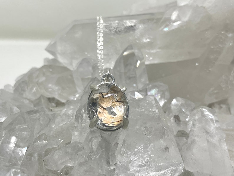 Pyrite in Quartz Necklace sterling silver Aislinn Collection image 2