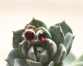 Tiny garnet 4mm stud earrings