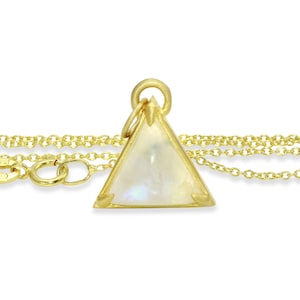 I Am Divine 14K gold rainbow moonstone triangle necklace