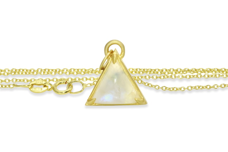 14K gold rainbow moonstone triangle necklace strength necklace