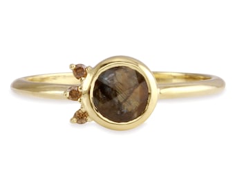 Golden Sheen Sapphire and Diamond Ring - 14k gold | Fine Collection