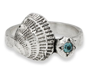 Aquamarine seashore silver ring