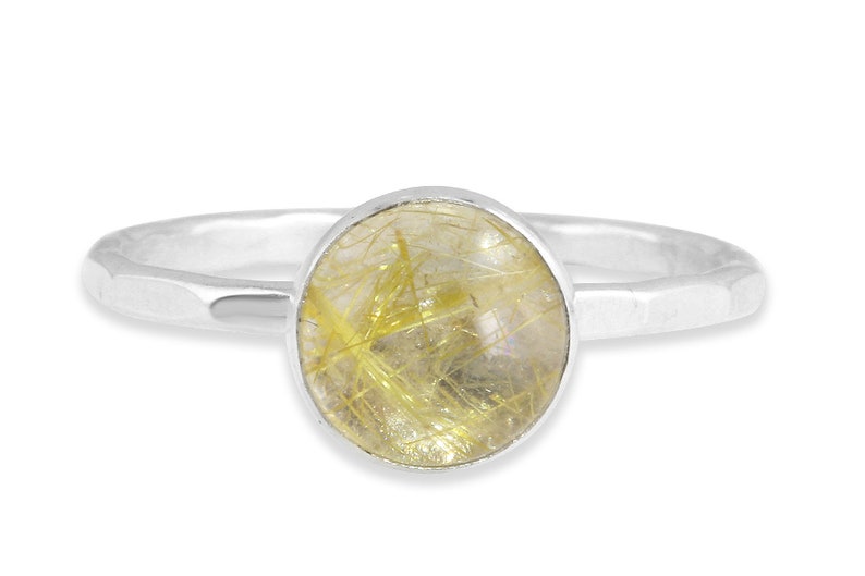 8mm rutilated quartz sterling silver stacking ring