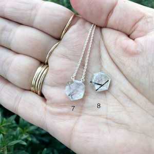 Tourmalinated quartz hexagon necklace choose sterling silver or 14k gold filled image 4