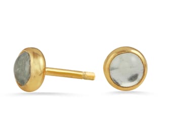 Aquamarine gold vermeil stud earrings