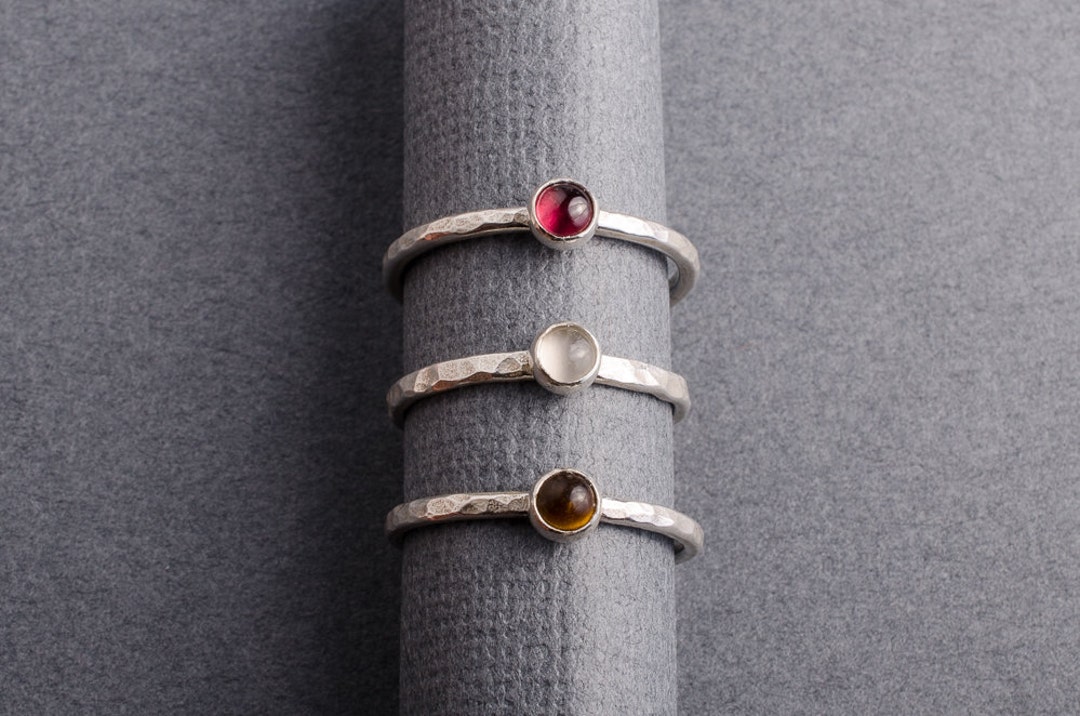Sterling Silver Stacking Stone Ring - Etsy