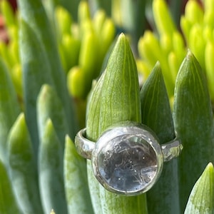Anello in argento sterling con quarzo Enhydro - Inclusioni di bolle, misura 7