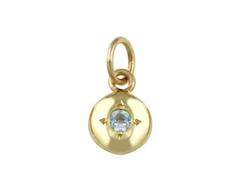 Pebble Aquamarine Charm - 14k gold | Sticks & Stones Collection