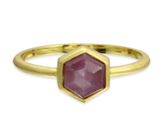 Pink Sapphire Hexagon Ring - 14k gold | Fine Collection