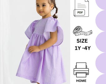 Modello di cucito per abiti per bambini, modello di abito, modello di cucito per abiti per bambini piccoli, modello di abito estivo, modello di cucito per principianti