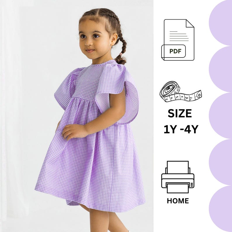 Dress Sewing Pattern for Kids, Dress Pattern, Toddler Dress Sewing Pattern, Summer Dress Pattern, Beginner Sewing Pattern image 1