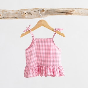 PDF sewing pattern ruffled crop top for little girl size 2 to 6 years, Top with straps, Sewing pattern for beginners
