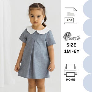 Dress with collar sewing pattern, Toddler dress pattern, Sewing patterns for kids, Baby dress pattern, Kids sewing patterns for 0-6 years image 9