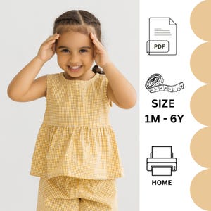 Patron de couture TOP, Haut à volants pour fille de 2 à 6 ans, Tutoriel photo inclus, Patron de couture PDF à télécharger instantanément