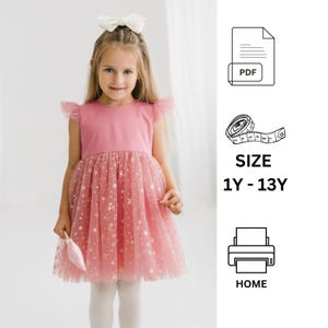 Toddler & Girls Sleeveless Tulle Dress Sewing Pattern PDF, Fairy Princess Dress with Tulle Ruffles, Birthday Party Outfit, Beginner Tutorial
